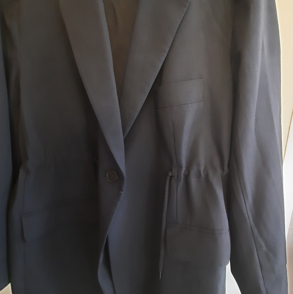 Oak + Fort Oversized Drawstring Waist Black Blazer Jacket - Picture 10 of 14